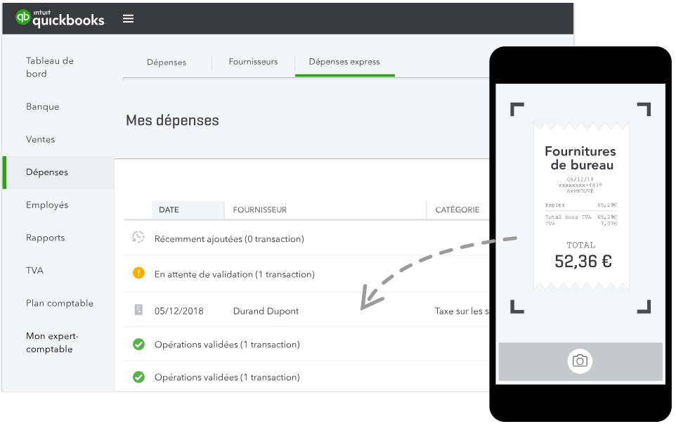 quickbooks depenses express